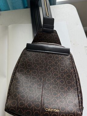 Calvin Klein Brown Monogram backpacks Belt Bag with Black Strap